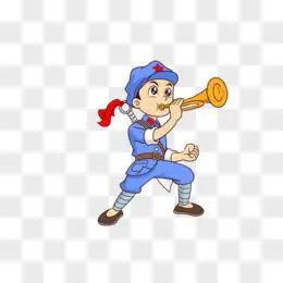 红军形象元素pngpsd卡通人物png两个小红军png卡通手绘插画风新四军