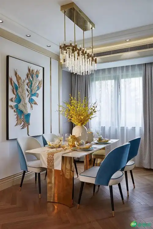 【潮顶软装】103㎡三居装修效果图,色彩鲜明的都市轻奢风 轻奢