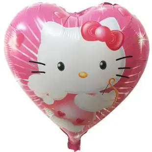 外贸款推荐 氢气球批发儿童玩具氦气球tf铝箔粉边桃心kt猫咪热销