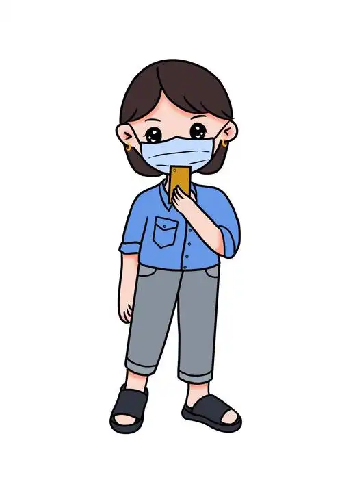 戴口罩的女孩简笔画