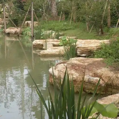 千层石批发网红色千层石批发鹅卵石驳岸石单价人工湖驳岸石设计满意石