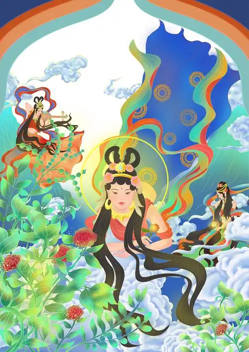 敦煌飞天仙女系列插画