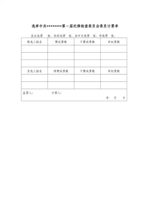 党员代表大会选票模板1