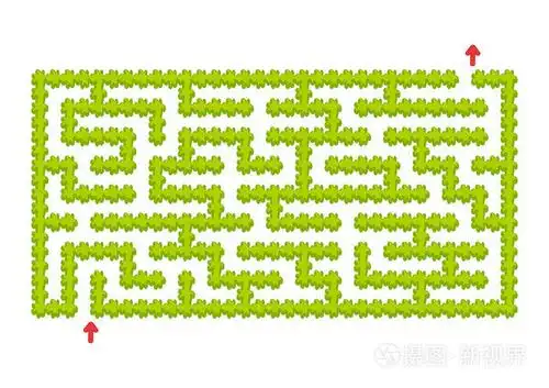 彩色矩形迷宫. 卡通风格的绿色花园. 孩子们的游戏. 儿童拼图. 迷宫难