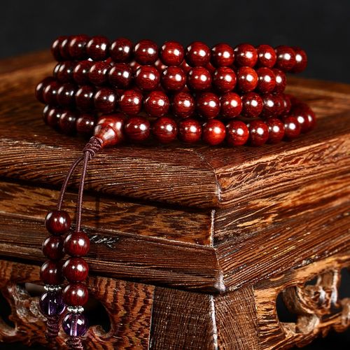 高密高油 印度小叶紫檀佛珠6mm108颗 同料顺纹 木质手链批发
