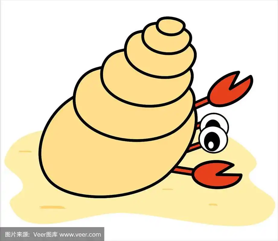 可爱的卡通孤立的贝壳在沙矢量插图