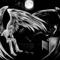 恶魔头像带翅膀黑白男生【点击鼠标右键下载】