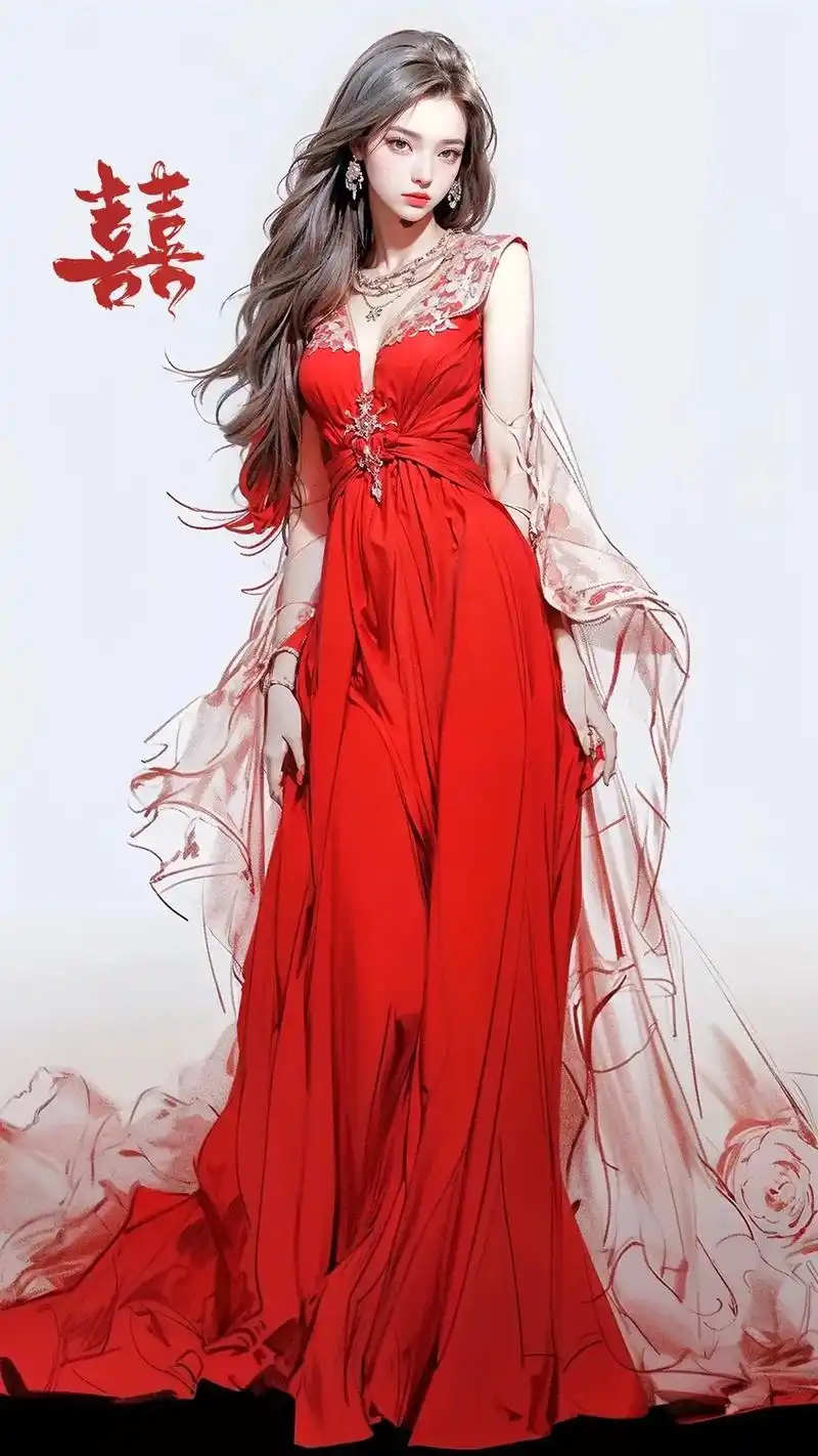 红嫁衣.#原创 #古风人物绘画 #红衣古装 #国风古韵 #每 - 抖音