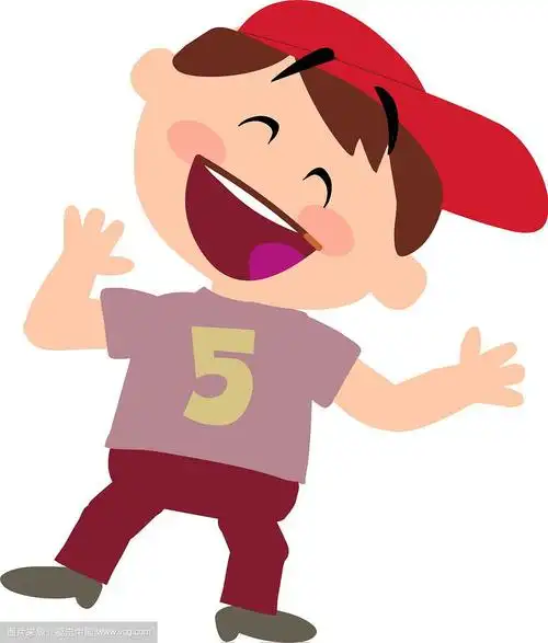 卡通人物的一个开朗的白色男孩与红色