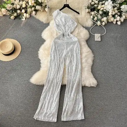 跨境礼服连体裤女高贵优雅修身显瘦气质御姐轻熟风高级感休闲长裤