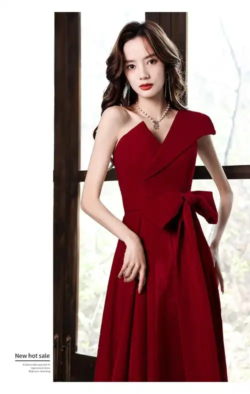 女装敬酒服2022新款新娘结婚酒红色高端气质订婚感主持晚礼服裙女酒