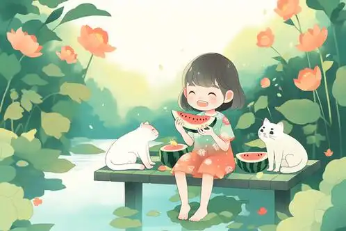 2688 x 1792格式: jpgjpg卡通风夏天荷塘里绽放的唯美荷花插画像素