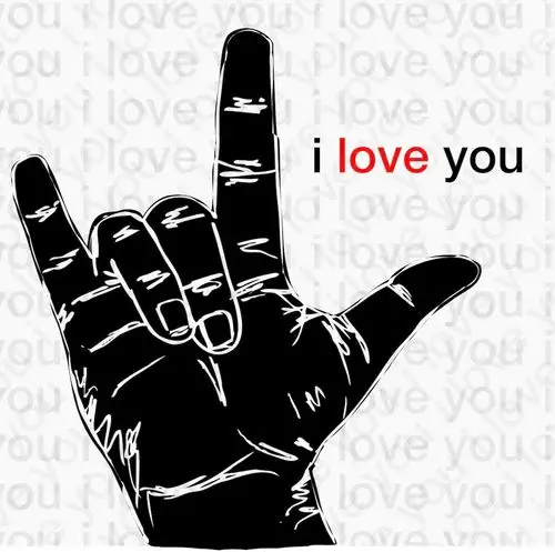 我爱你的手象征性姿态矢量插画