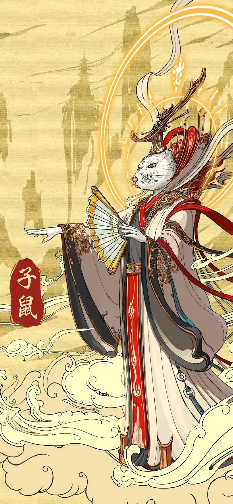 十二生肖插画壁纸背景图