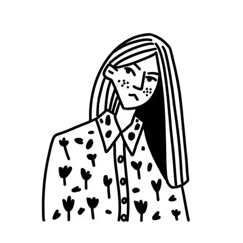 黑白线条简约人物头像|插画|新锐潮流插画|五斤桔鼬 - 原创作品 - 站