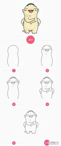 简笔画教程动漫人物胡巴简笔画步骤