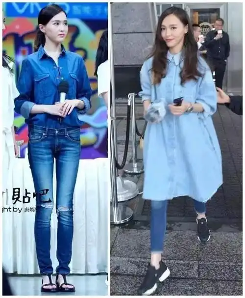 穿上牛仔裤的唐嫣要比杨幂美!