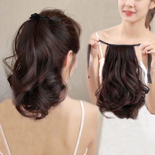 假发马尾绑带式卷发短款轻薄自然高马尾假发辫子可低扎马尾假发片