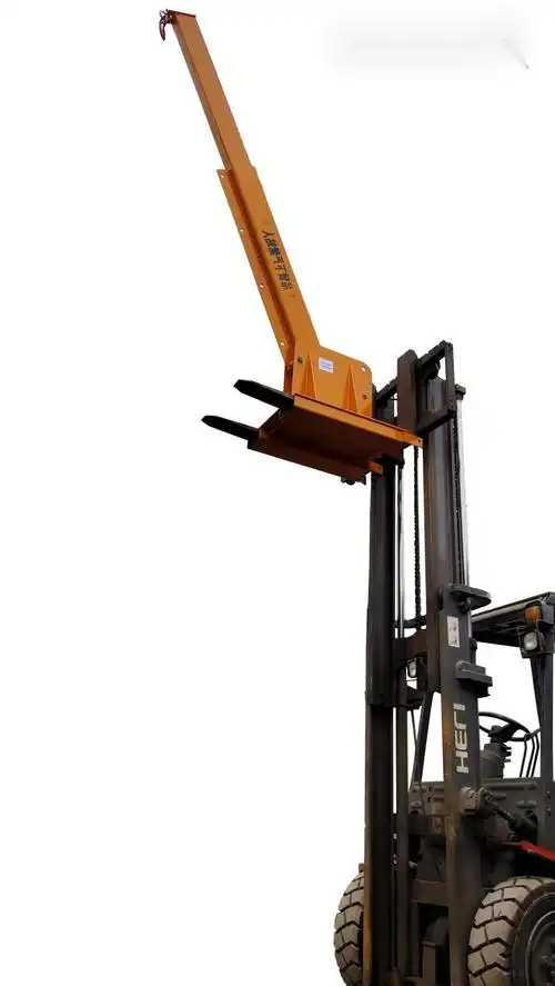 叉车吊臂伸缩臂起重臂旋转加长臂改装小型吊机液压加高吊臂3t黄色