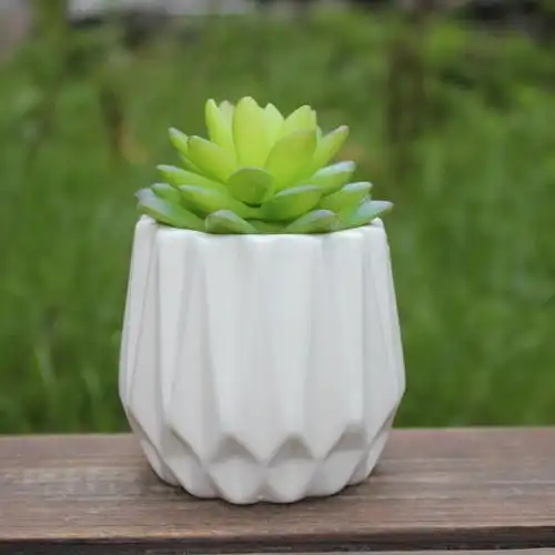 z***a陶瓷花盆12455简约白色四方多肉花盆桌面创意花.