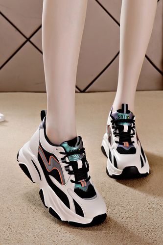 内增高老爹鞋女真皮2022年秋季小个子透气炸街女鞋网面休闲运动鞋