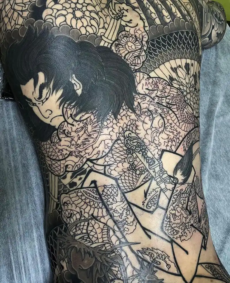 日式老传统 #满背 #九纹龙史进 你年纪轻轻大錢挣不到