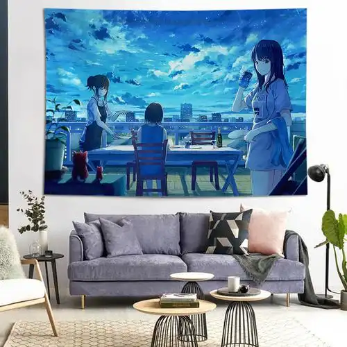 伦慕日式风景街道ins背景布宿舍床头装饰挂布挂毯都市日落黄昏17都市