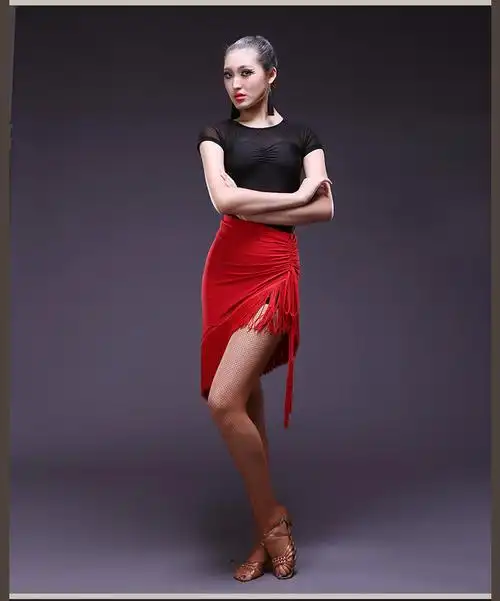 展示与对比:新款拉丁舞裙半身裙 新款流苏拉丁舞蹈服装成人女练功裙舞