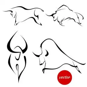 电源内牛剪影孤立黑白色背景上的创造性设计牛公牛在白色背景上水牛