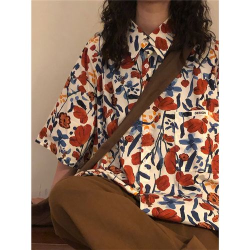 复古小碎花衬衫女宽松夏季新款韩版ins百搭港风衬衣内搭学生甜酷