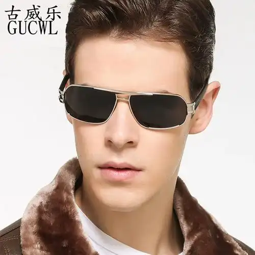 潮人个性内镀蓝膜太阳眼镜太阳镜偏光司机镜开车方框复古墨镜男士