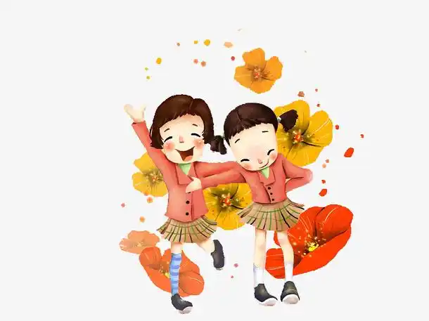 关键词 : 红色,花朵,两个女孩,卡通,手绘[声明] 觅元素所有素材为用户