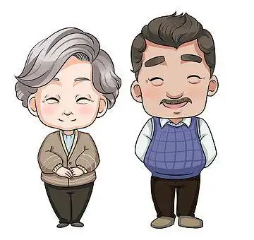 手绘爷爷奶奶q版psd