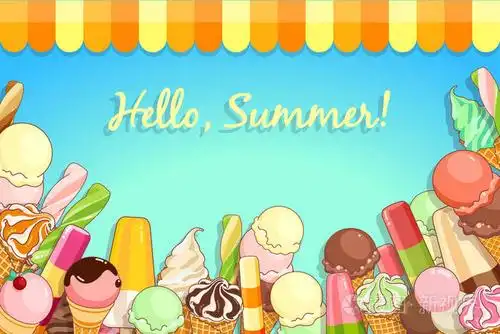 明亮的彩色冰淇淋, 华夫饼锥, 冰棒在一个美丽的背景.