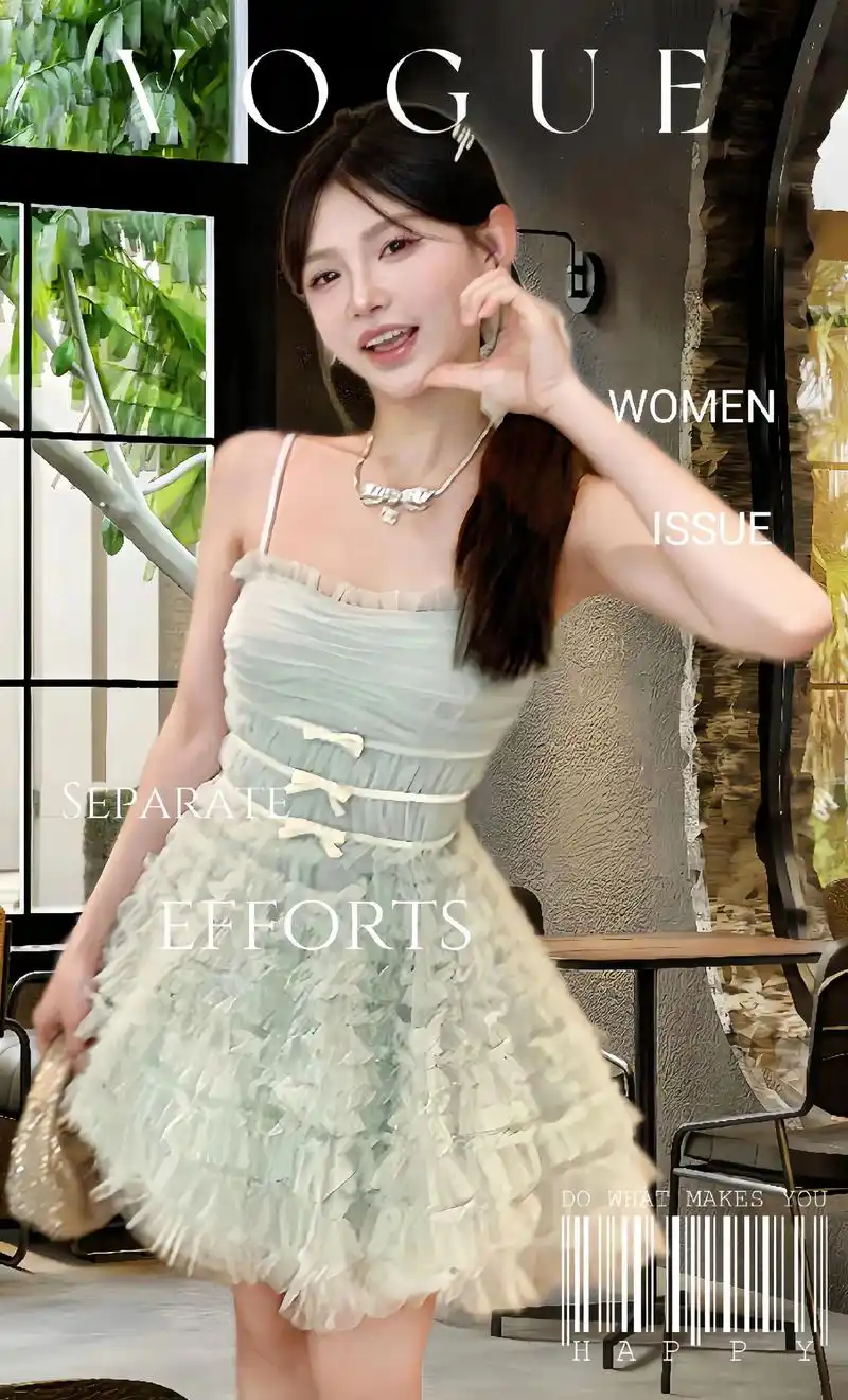 00td分享|法式甜美蝴蝶网纱吊带裙~姐妹~这款重工蝴蝶结网 - 抖音