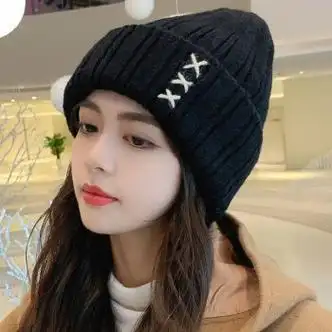 橙子蛋挞适合大脸戴的帽子女秋冬季针织时尚百搭护耳保暖毛线韩版原宿