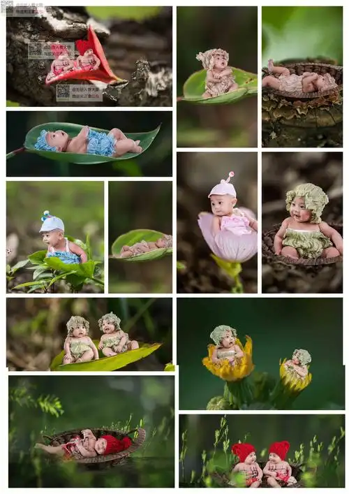 2016年最新影楼抠图psd模板 百日宝宝新芽 海的女 阳光百日