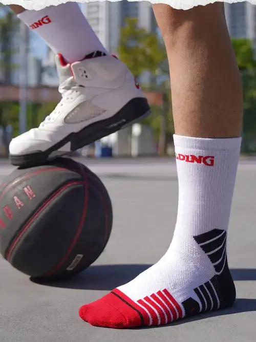 实战高帮篮球袜加厚毛巾底运动袜男中长筒训练袜新年红袜子透气不闷脚