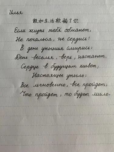 普希金诗歌俄语书法大赛投票第四组