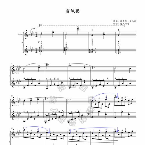 雪绒花钢琴谱 带指法 2页免翻 音乐之声 超清原版 独奏表演