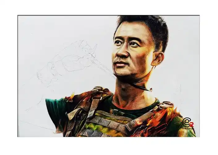 gr一笔一画之彩铅画《战狼2》|纯艺术|绘画|gr一笔一画_原创作品-站酷