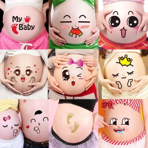 孕妇照肚皮贴孕妇肚子贴纸孕大肚贴肚脐贴画影楼孕妇拍照写真服装
