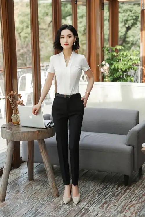 西裤女职业黑色中腰正装西服裤子小脚裤银行上班西装薄裤春夏大码
