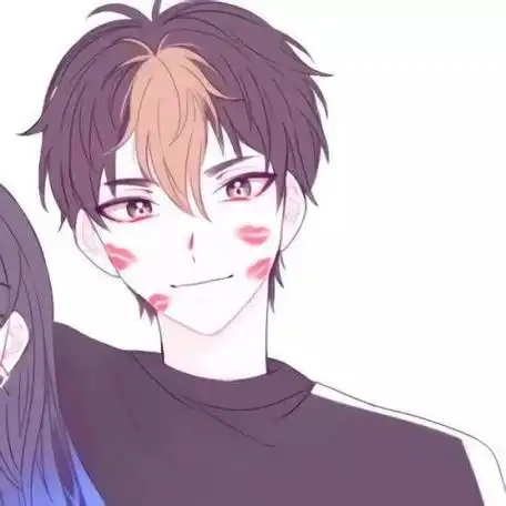 ins超酷的情侣头像大号:你看我脸上的口红印小号:怪我喽