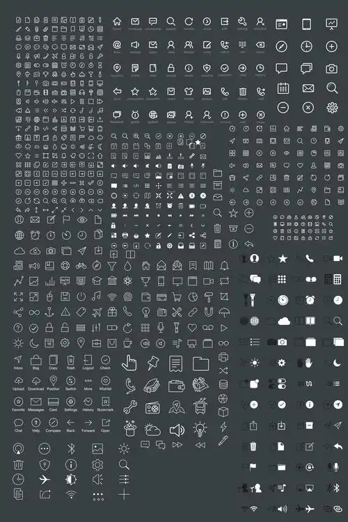 网页和移动端常用的白色线描图标集合(一)