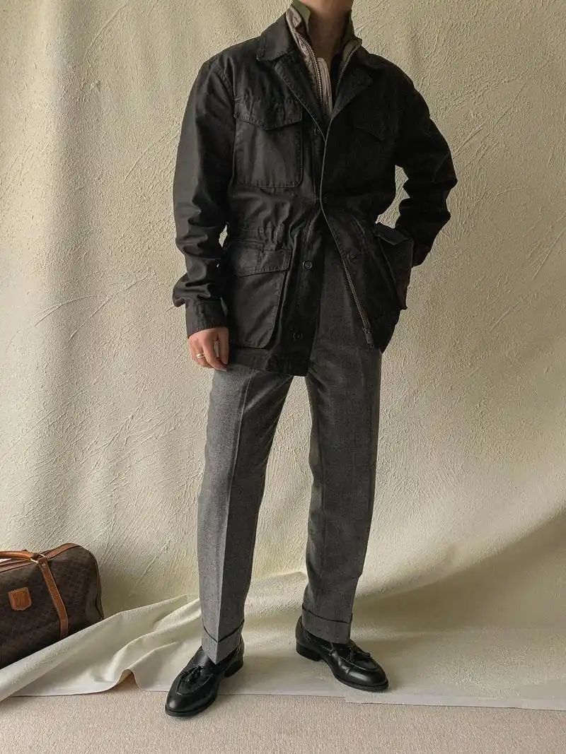 春季男士穿搭可不能少了复古猎装夹克.
