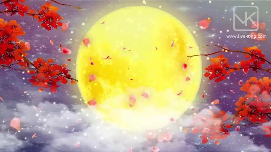 中国风书简舞配乐成品视频背景led舞台大屏演出视频素材中秋圆月团圆