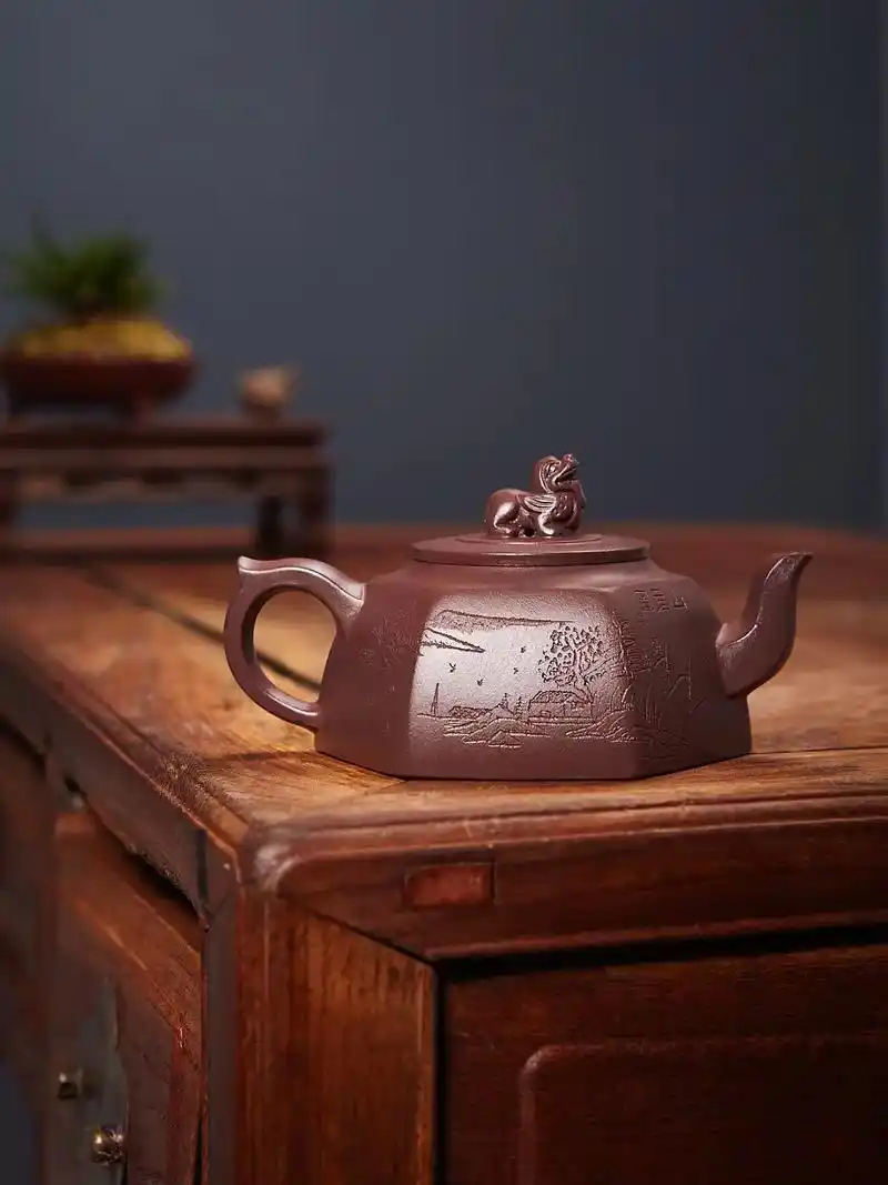 重器来袭,现货2只 品名:【六方瑞兽壶】05 作者:庞红亮老师 泥料:家