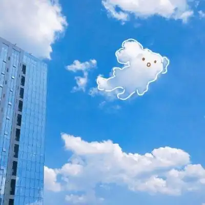 趣味白云可爱手绘小清新蓝天背景图