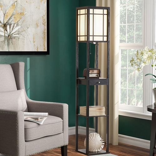 新中式客厅沙发旁落地灯复古简约卧室床头书房餐厅立式地灯带抽屉